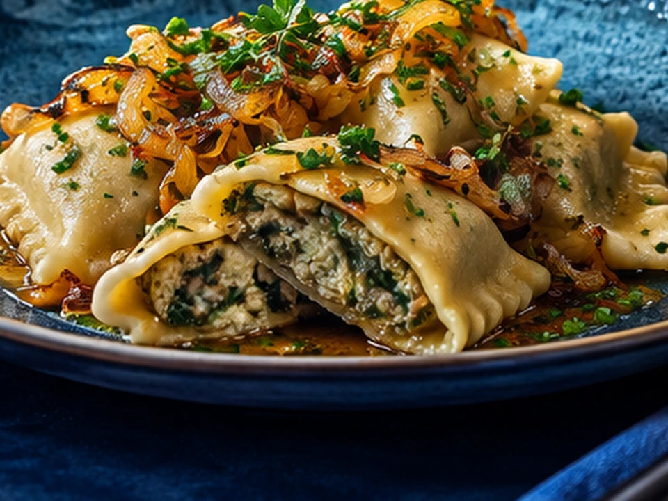 Maultaschen: iç harçla doldurulmuş Swabian hamur bohçalarının temsili görseli